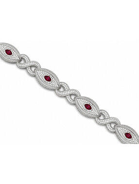 15ct Moissanite Evil Eye Bracelet 925 Sterling Silver Marquise Ruby Look NEW !!